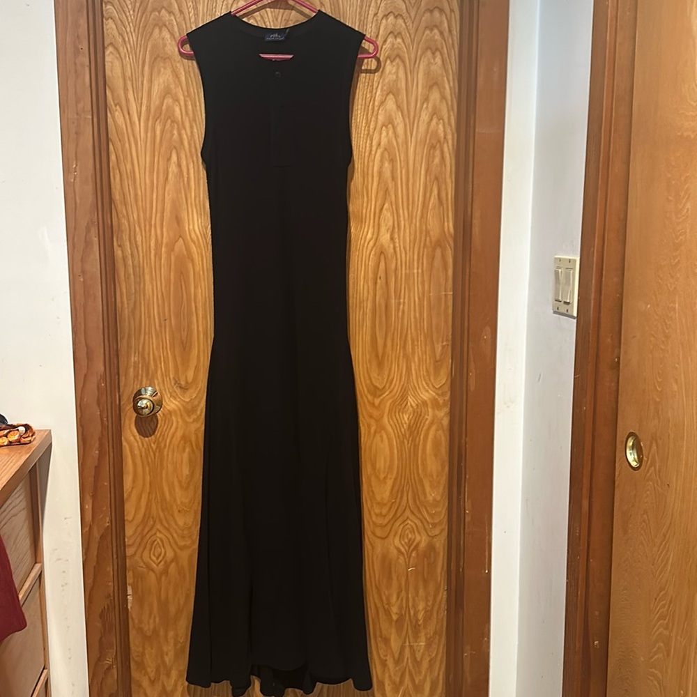 Polo knit dress / sleeveless / black